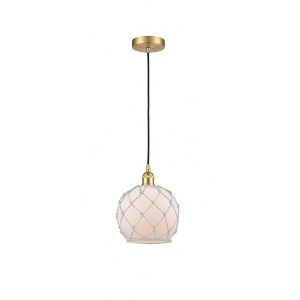 Farmhouse Rope - 1 Light Cord Hung Mini Pendant In Industrial Style-10.75 Inches Tall and 8 Inches Wide - 1 of 1
