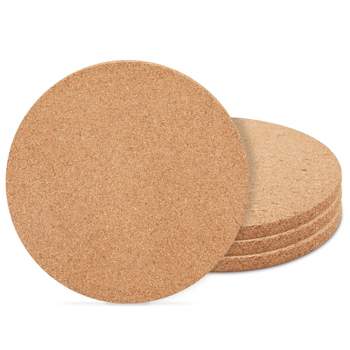 Juvale 4 Pack Round Hot Pads for Countertops and Kitchen, Cork Trivets for Hot Dishes, 9 In