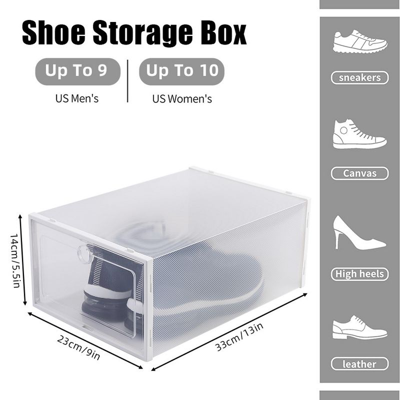 12 Pack Shoe Storage Box,Clear Shoe Boxes Stackable Shoe Organizer For Closet Shoe Containers Shoe Box Storage Containers Plastic Shoe Boxes With Lids, 2 of 6