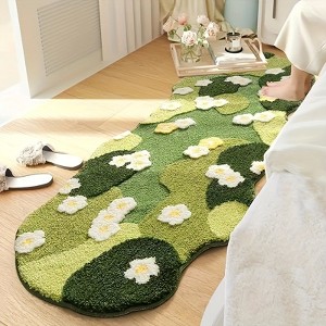 DOMETOUR Moss Bathroom Runner Rug 160x60 Green Long Bathroom Rugs Runner Non Slip Funny Cute 3D Leaf Bath Mat for Bathroom Large Rug - 1 of 4