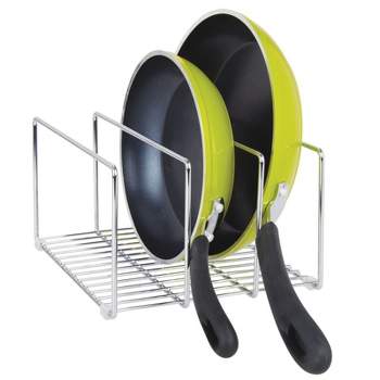 mDesign Steel Cookware Storage Organizer Rack for Kitchen Cabinet - Chrome