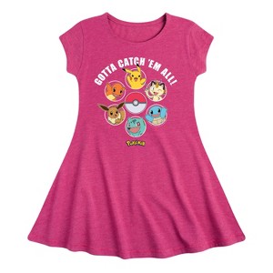 Girls' - Pokémon - Gotta Catch Em All Starter Pokémon Fit & Flair Cap Sleeve Dress - 1 of 3