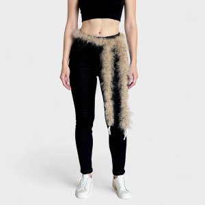 Anna-Kaci Women's Feather Trim Fashion Belt with Long Drape Accent and Adjustable Tie Design 79x1.5 in - 1 of 4