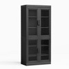 67x31x16 Wood Accent Sideboard Cabinet in Black, Storage Organizer with Adjustable Shelves and Glass Doors for Kitchen Bedroom Living/Dinning Room - 4 of 4