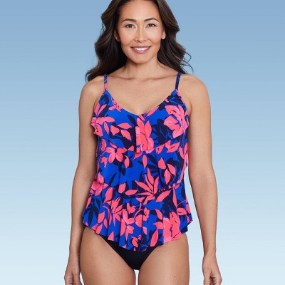 Women's UPF 50 High Neck Keyhole Tankini Top - Aqua Green