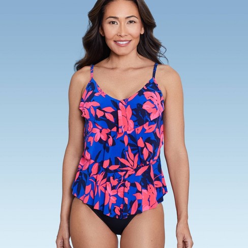  Coral Pink High Neck Tankini Top Bathing Suit Tops