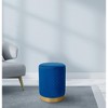 BirdRock Home Round Velvet Ottoman Foot Stool with Lattice - Blue - 2 of 3
