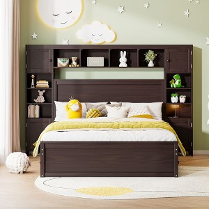 YOOCOZZ Queen Size Platform Bed with Under-bed Drawers, All-in-One Cabinet and Shelf, Built-in Outlets - 1 of 4