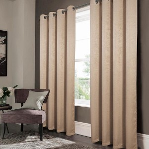 Oliva Gray Nora Embossed Blackout Grommet Panel - 52x90" Gold - 1 of 4