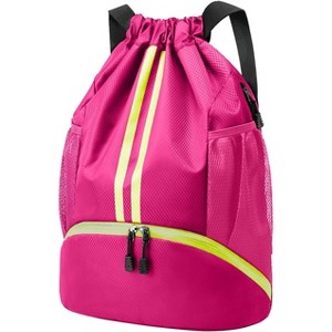 Drawstring Sports Backpack with Shoe and Wet Pockets, Water-Resistant Gym & Swim Bag for Men and Women - 1 of 4