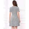 INSPIRE CHIC Women's Plaid Round Neck Short Sleeve A-Line Vintage Mini Tweed Dresses - 3 of 4