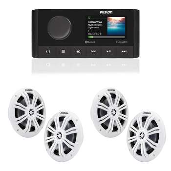 Fusion MS-RA210 Marine Entertainment System With Bluetooth & DSP, AM/FM, SiriusXM Ready with 2 Pairs 49KM604W 6.5" White Marine Speakers