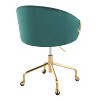 TiramisuBest Contemporary Green Velvet Task Chair with Adjustable Features, Gold Base (Indoor, 250 lbs Limit, Assembly Required) - 3 of 4