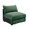 Vynxaria Modern Armless Sofa Green Chenille, Wrapped Backrest/Armrest, Crescent Shape, Storage Drawers/Footrest, 2/3/4-Seat for Modern/Nordic Luxury - 2 of 4