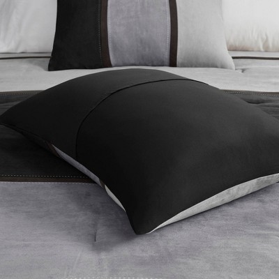 Madison Park 7pc King Overland Faux Suede Comforter Set - Black: Hypoallergenic Bedding, Midweight Microfiber, Contemporary Style — фото 7