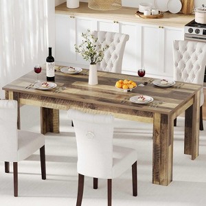 63in Width Rectangular Dining Table for 4-6 People, Wooden Farmhouse Rustic Kitchen Table for Apartment, Dining Room, Small Space - 1 of 4