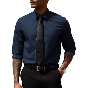 COOFANDY Men's Dress Shirts Long Sleeve Button Down Formal Shirt Regular Fit Solid Business Casual Shirts - 1 of 4