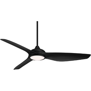 60" Possini Euro Design Dark Vader Modern Indoor Outdoor Ceiling Fan with Dimmable LED Light Remote Control Matte Black Damp Rated for Patio Exterior - 1 of 4
