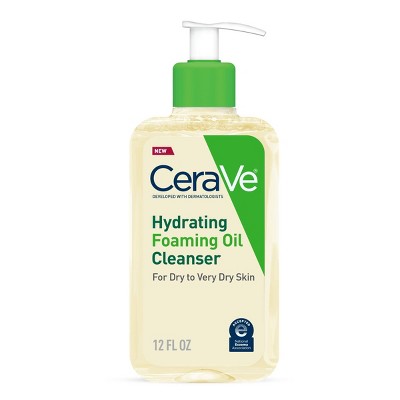 CeraVe Hydrating Foaming Cleansing Oil Face Wash with Squalane Oil, Triglyceride and Hyaluronic Acid For Dry to Very Dry Skin - 12 fl oz