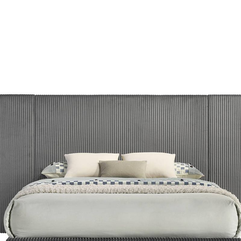 117.91&#34; Queen Bed Muilee Bed Gray Fabric - Acme Furniture, 3 of 9