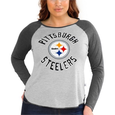 Touch by G-III Womens Pittsburgh Steelers Graphic T-Shirt, Grey, 1X