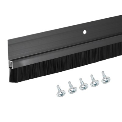 Unique Bargains Aluminum Nylon Door Brush Bottom Sweeps 35.46" x 1.69" Black 1 Pc