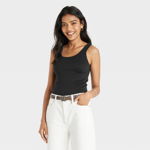 Women's Seamless Slim Fit Tank Top - A New Day™ Black L : Target