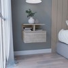 Floating Nightstand 12"H, Wall Mounted with Single Drawer and 2-Tier Shelf - 2 of 4