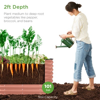 Terracotta Powder-Coated Steel Outdoor Raised Garden Bed