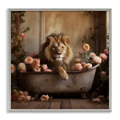 Stupell Industries Lion in Flower Filled Tub, 17" x 17"