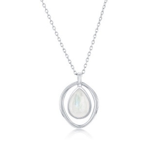 Bella Silver Sterling Silver, Pearshaped MOP, Oval Necklace - Silver - 16+2 Inch - 1 of 2