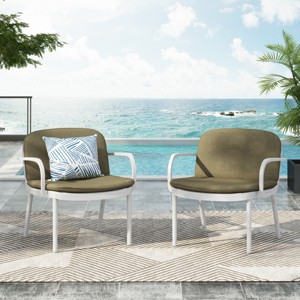 Outdoor Accent Chair Set with Cushions,Polypropylene Patio Club Chair Set of 2,Weather Resistant Modern Garden Club Chair-Cuddlewood - 1 of 4