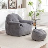 Kumasinova Faux Fur Bean Bag Chair for Adults & Kids,Plush Shredded Foam Bean Bag Sofa with Footstool,Bean Bag Lounger for Bedroom,Living Room - 2 of 4