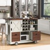 Okak Kitchen Island with Drop Leaf and Power Outlet, Countertop Organizer with 2 Doors, 2 Drawers, Kitchen Cart for Kitchen, Dining Room - 3 of 4