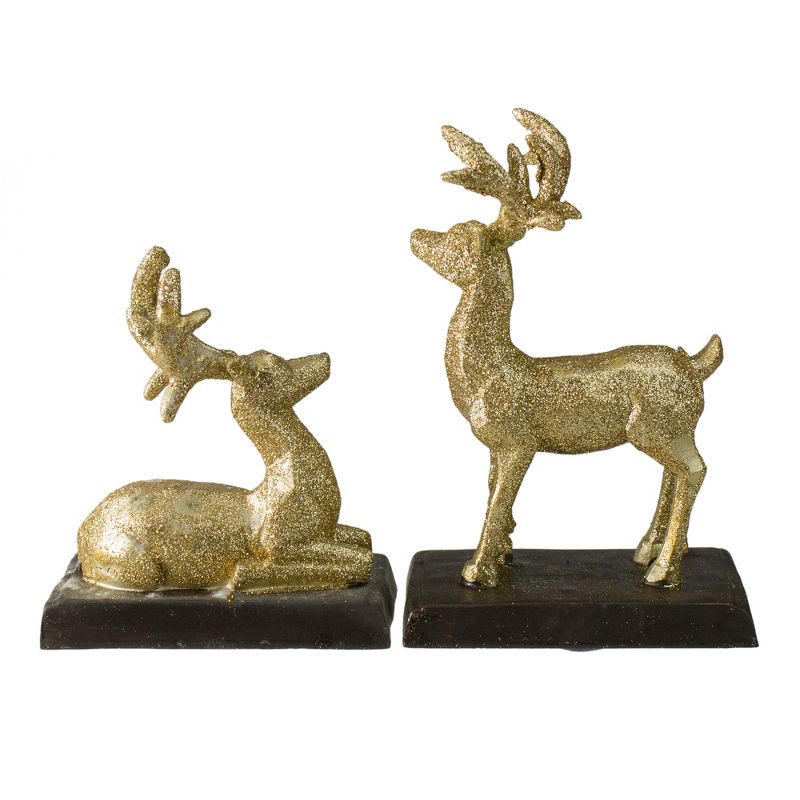 Northlight Set of 2 Gold Reindeer Glittered Christmas Stocking Holders 8.5", 4 of 6