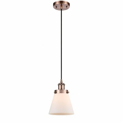 Cone - 1 Light Cord Hung Mini Pendant In Industrial Style-9 Inches Tall and 6 Inches Wide
