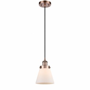 Cone - 1 Light Cord Hung Mini Pendant In Industrial Style-9 Inches Tall and 6 Inches Wide - 1 of 1