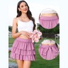 INSPIRE CHIC Women's Layer Ruffle Hem High Waist Elastic Pleated Flowy A-Line Mini Cake Skirts - 2 of 4