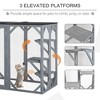 SKYONE Weatherproof Wooden Catio Enclosure with 3 Platforms, 71"x32"x44" Outdoor Cat Cage, Gray - 4 of 4