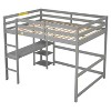 Gulches Full Loft Bed with Desk ,Shelves and Ladder, Grey - 3 of 4