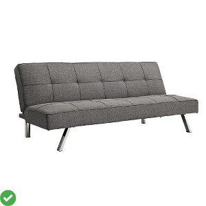 Modern Convertible Futon Sofa Bed - Space-Saving Loveseat with Adjustable Backrest for Small Spaces & Apartments (Grey) - 1 of 4