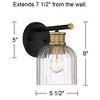 Stiffel Lana 9" High Modern Wall Sconce Light Lamp Fixture Mount Set of 2 Bathroom Bedroom Bedside Hardwired Cordless Black Warm Brass Glass Shade - 4 of 4