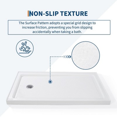 Garvee Shower Base with Stainless Steel Drain, Shower Pan ＆ Tray with Non-Slip Texture, Center Drain