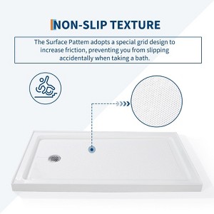 Garvee Shower Base with Stainless Steel Drain, Shower Pan ＆ Tray with Non-Slip Texture, Center Drain - 1 of 4