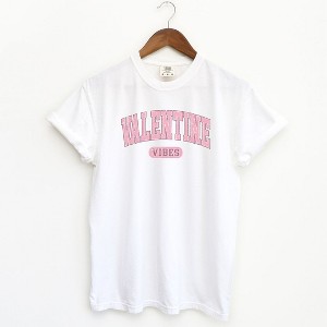 Simply Sage Market Women's Valentine Vibes Distressed Short Sleeve Garment Dyed Tee - 1 of 3