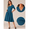 Allegra K Women's 1950s Vintage V Neck Half Sleeve Swing Dress with Pockets - 2 of 4