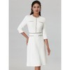 Hobemty Women's Elegant Office 3/4 Sleeve Tweed Trim Round Neck A-Line Dress - 3 of 4