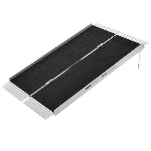 HOMCOM Aluminum Skidproof Portable Wheelchair Ramp for Home, Steps, Doorways, Carpeted Foldable Handicap Ramp, Strong Load-Bearing Threshold Ramp - 1 of 4