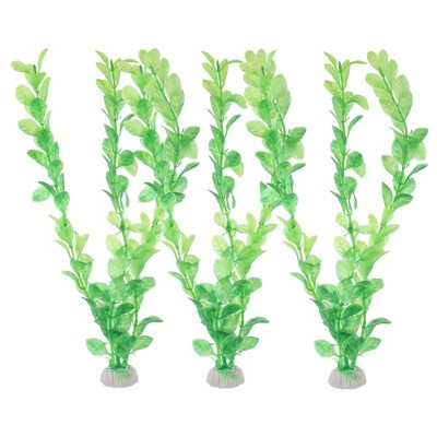 Unique Bargains Aquarium Fish Tank Artificial Plastic Aquatic Plants Decor Green 11.02" 3 Pcs