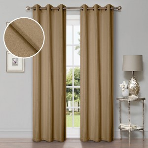 Classic Linen Design Room Darkening Semi-Blackout Curtains, Set of 2 by Blue Nile Mills - 1 of 4